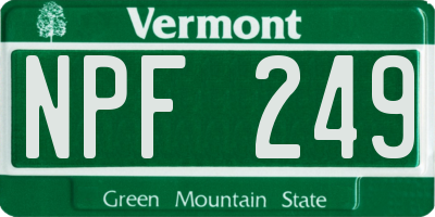 VT license plate NPF249
