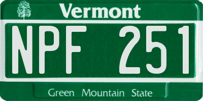 VT license plate NPF251
