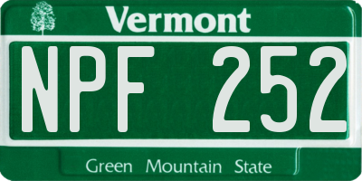VT license plate NPF252