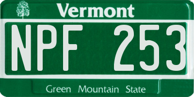 VT license plate NPF253