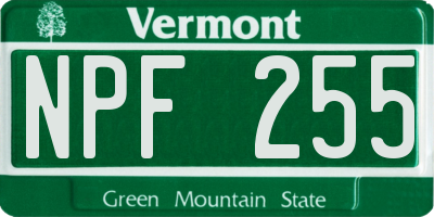 VT license plate NPF255