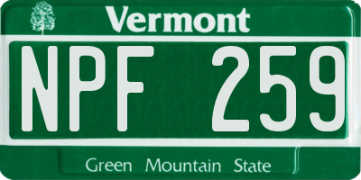 VT license plate NPF259