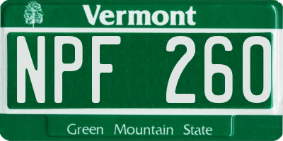 VT license plate NPF260