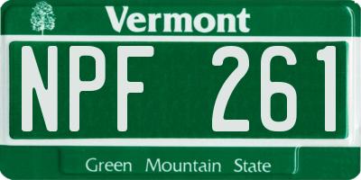 VT license plate NPF261