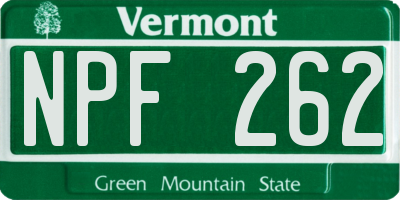 VT license plate NPF262
