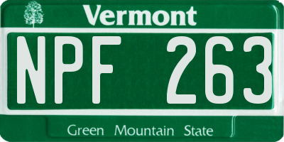 VT license plate NPF263