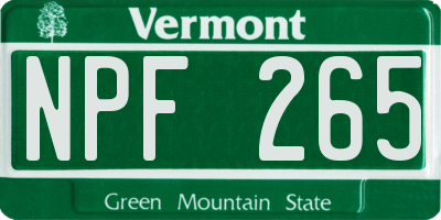 VT license plate NPF265