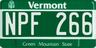 VT license plate NPF266
