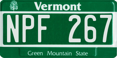 VT license plate NPF267