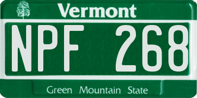 VT license plate NPF268