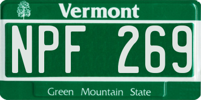 VT license plate NPF269