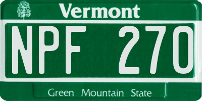 VT license plate NPF270