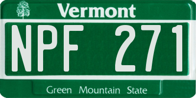 VT license plate NPF271