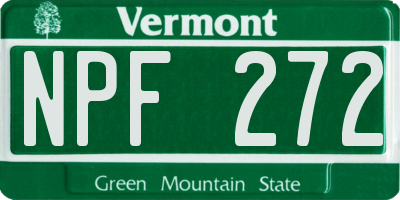 VT license plate NPF272