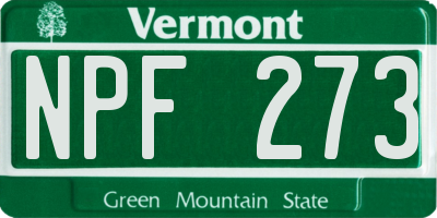 VT license plate NPF273