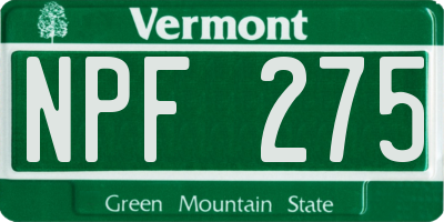 VT license plate NPF275
