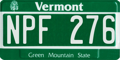 VT license plate NPF276