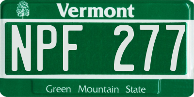 VT license plate NPF277