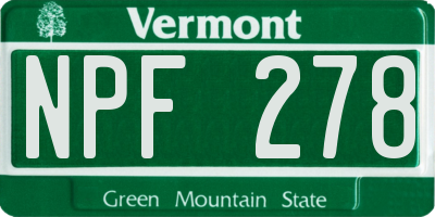 VT license plate NPF278