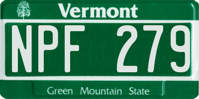 VT license plate NPF279