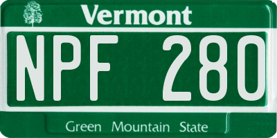 VT license plate NPF280