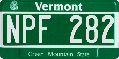 VT license plate NPF282