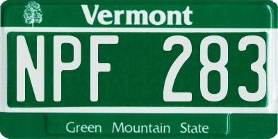 VT license plate NPF283