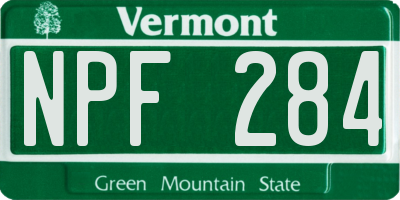 VT license plate NPF284