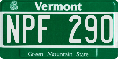 VT license plate NPF290