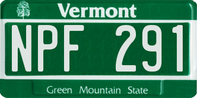 VT license plate NPF291