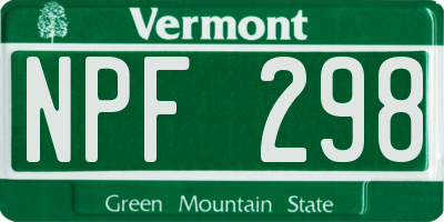 VT license plate NPF298