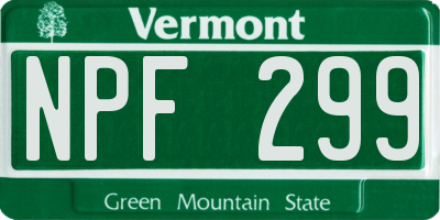 VT license plate NPF299