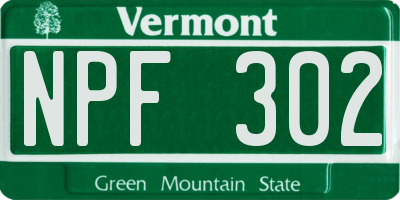 VT license plate NPF302