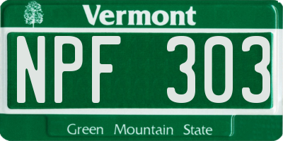 VT license plate NPF303