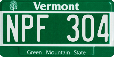 VT license plate NPF304