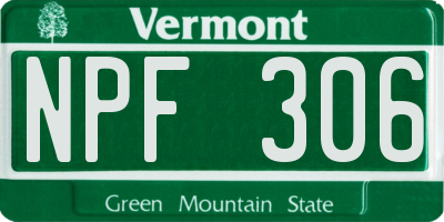 VT license plate NPF306