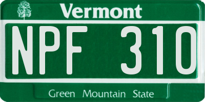 VT license plate NPF310