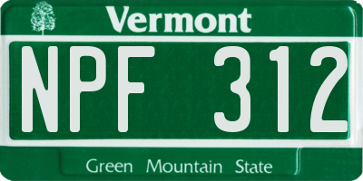 VT license plate NPF312