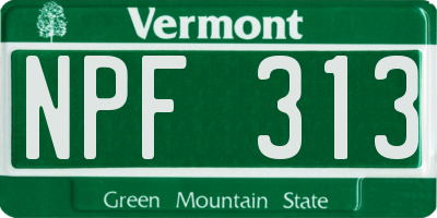 VT license plate NPF313