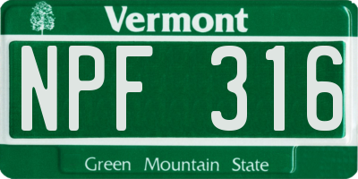 VT license plate NPF316