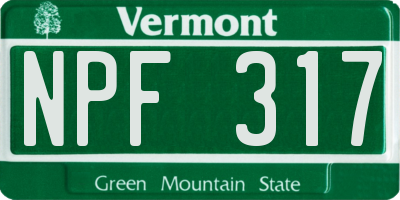 VT license plate NPF317