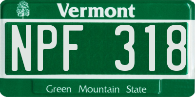 VT license plate NPF318