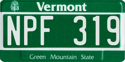 VT license plate NPF319