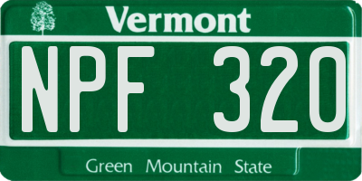 VT license plate NPF320