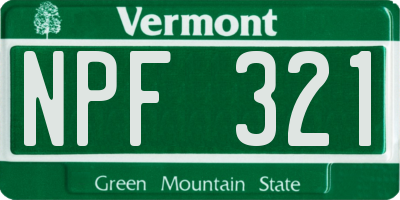 VT license plate NPF321