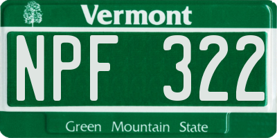 VT license plate NPF322