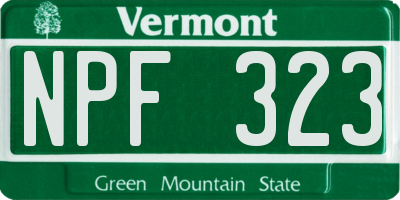 VT license plate NPF323