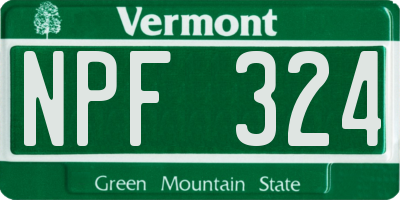 VT license plate NPF324