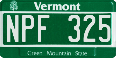 VT license plate NPF325