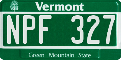 VT license plate NPF327